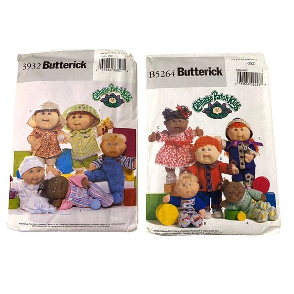 Butterick Cabbage Patch Kids Sewing Pattern Lot of 2 Doll Clothing Ephemera Y2K - Picture 1 of 5